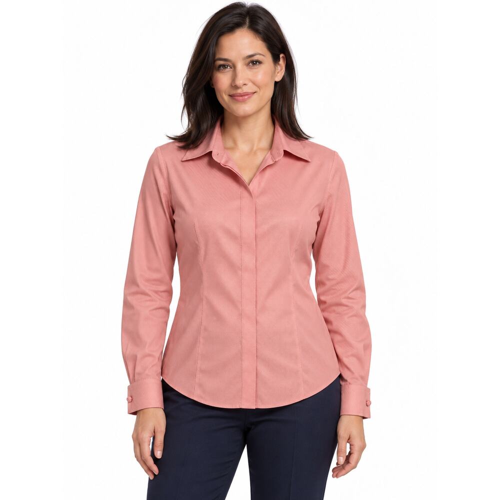 Liz Claiborne Pink Striped Blouse Long Sleeve Button Down Size 4